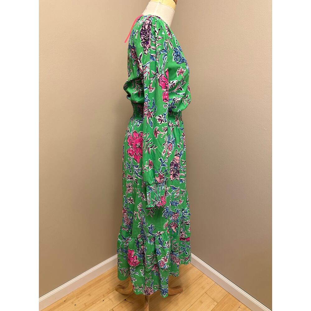 NWT Lilly Pulitzer Cristiana  Midi Dress Gecko Green Brewster Blooms Sz 2 - Picture 4 of 7